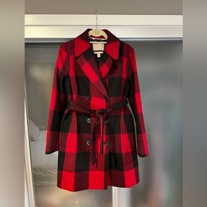 Buffalo plaid wool trench coat from Banana Republic